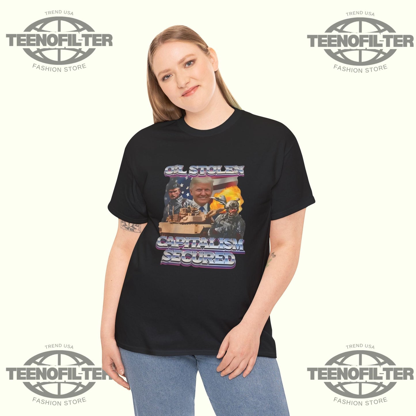 Trump Oil Stolen Capitalism Secured T-Shirt Printify