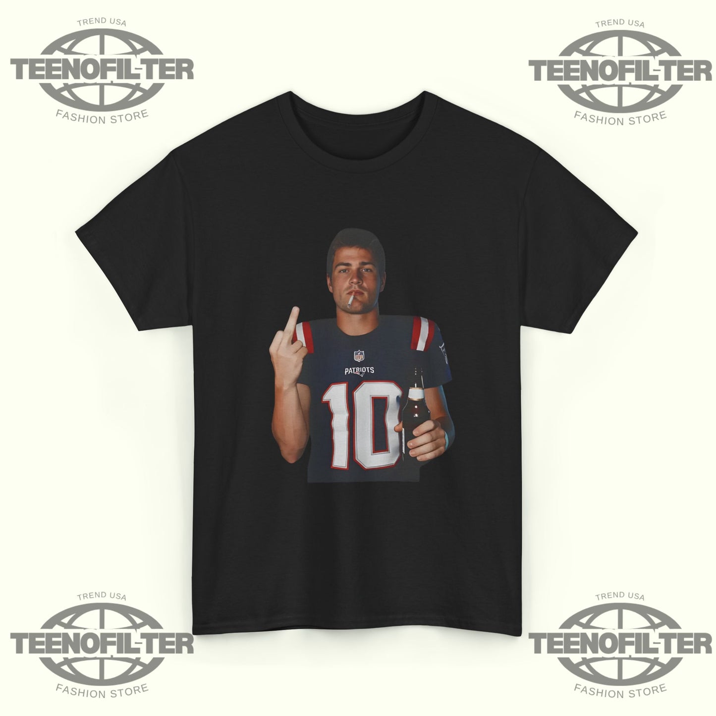 Drake Maye Middle Finger T-Shirt - Tee No Filter
