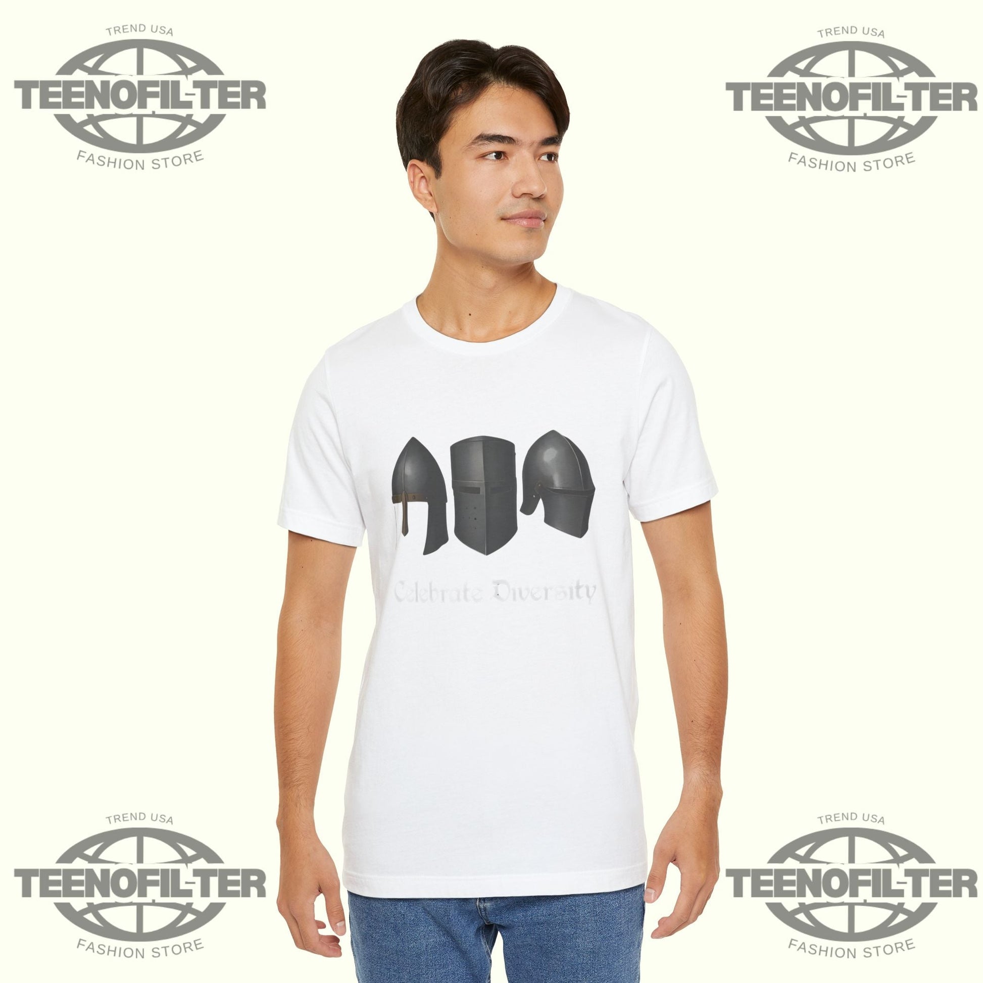 Medieval Helmets Celebrate Diversity T-Shirt Printify
