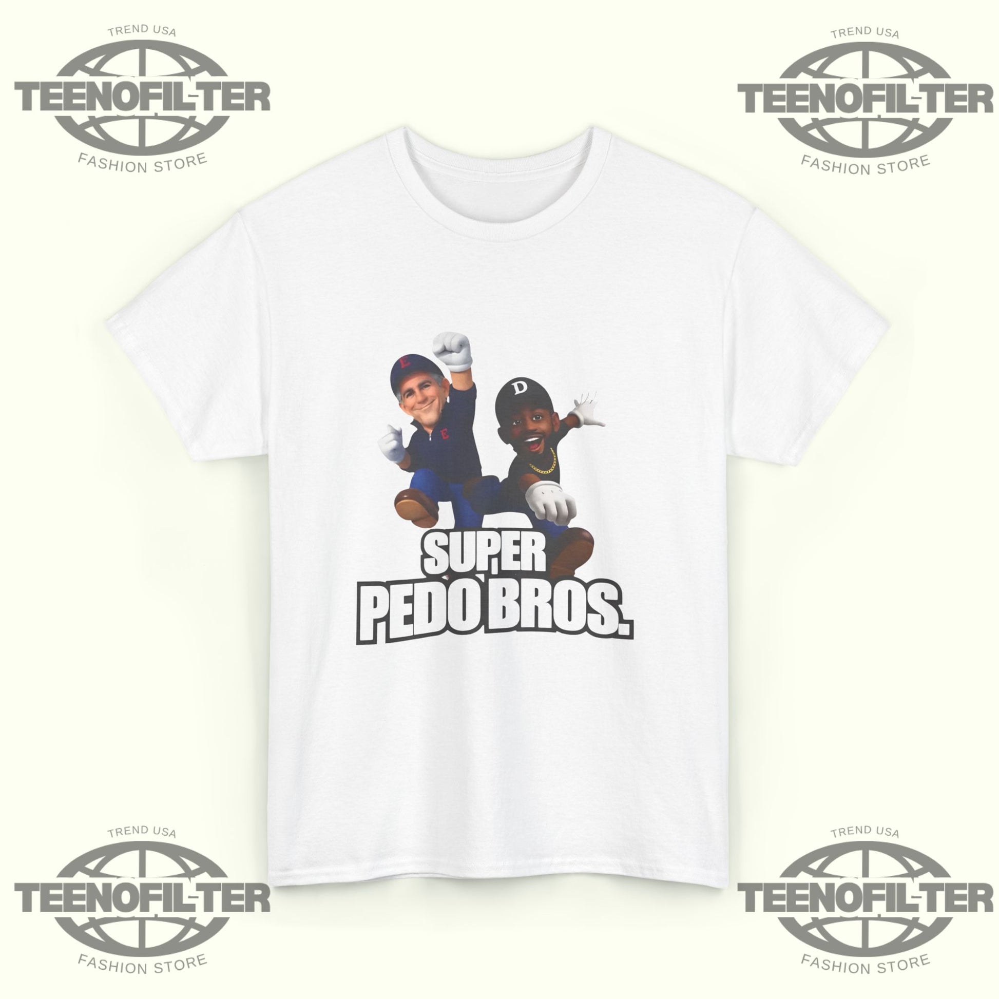 Super Pedo Bros – Retro Satire 8-Bit Parody T-Shirt - Tee No Filter