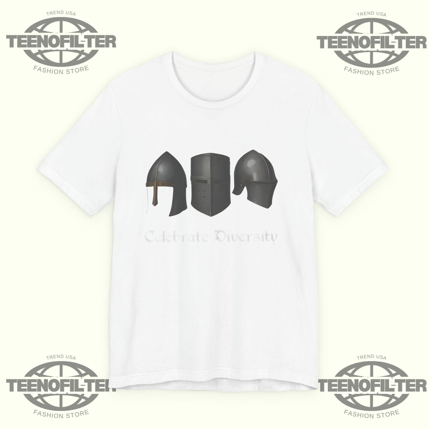 Medieval Helmets Celebrate Diversity T-Shirt Printify