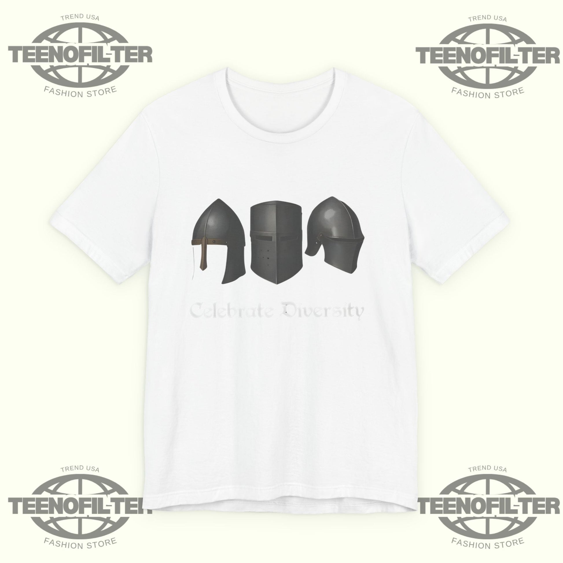 Medieval Helmets Celebrate Diversity T-Shirt Printify