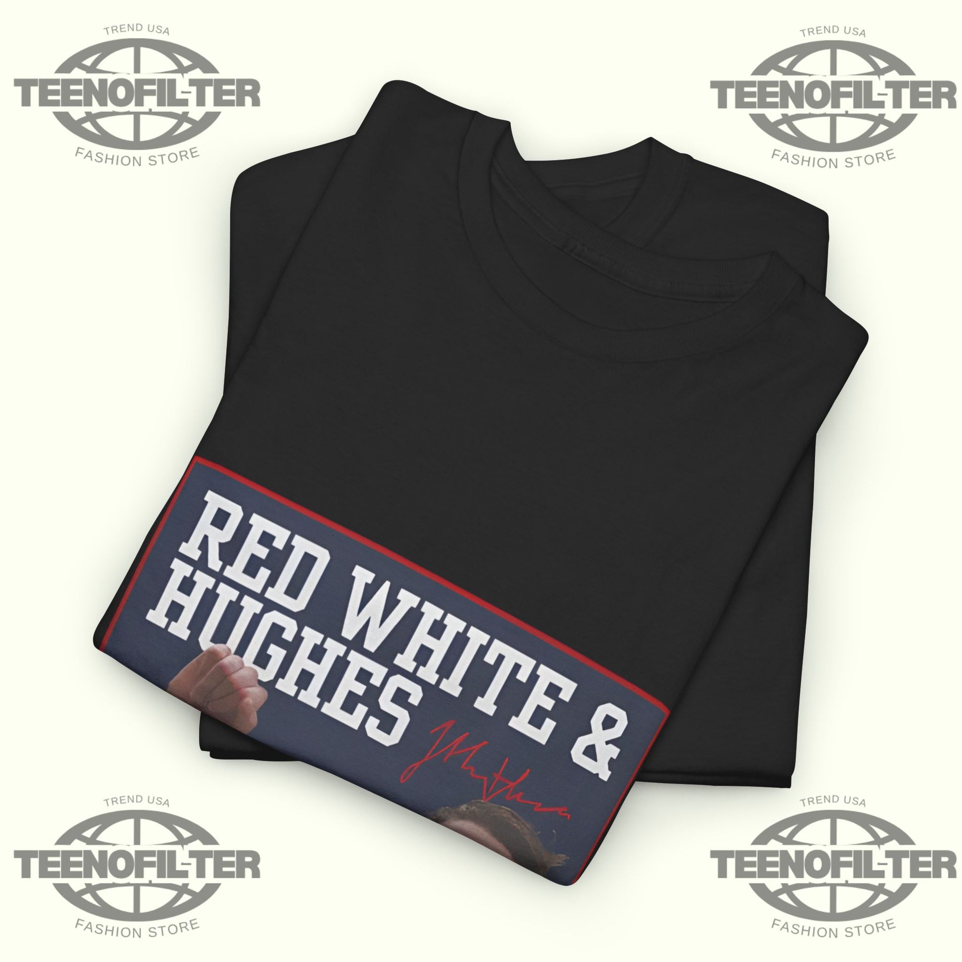 USA Hockey Red, White & Hughes Gold Medal Overtime Hero T-Shirt - Tee No Filter