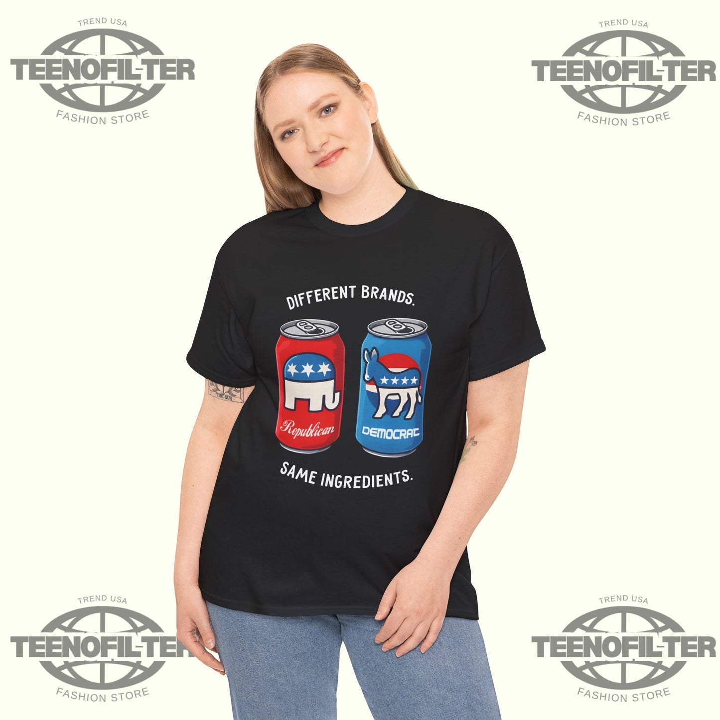 Different Brands Same Ingredients T-Shirt – Bipartisan Unity Political Humor Tee - Tee No Filter