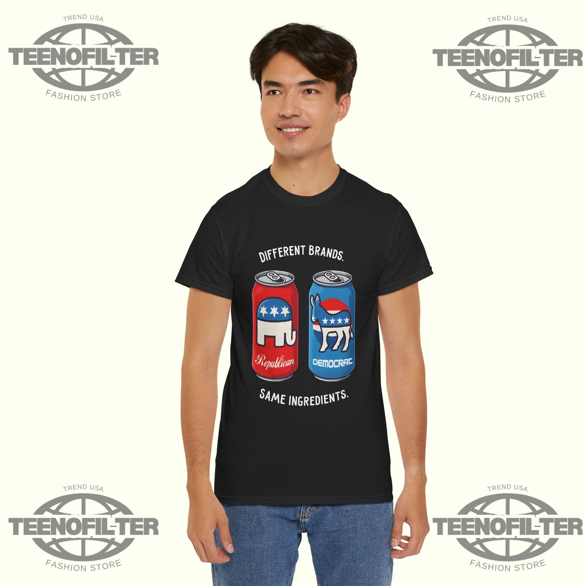 Different Brands Same Ingredients T-Shirt – Bipartisan Unity Political Humor Tee - Tee No Filter