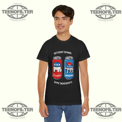 Different Brands Same Ingredients T-Shirt – Bipartisan Unity Political Humor Tee - Tee No Filter