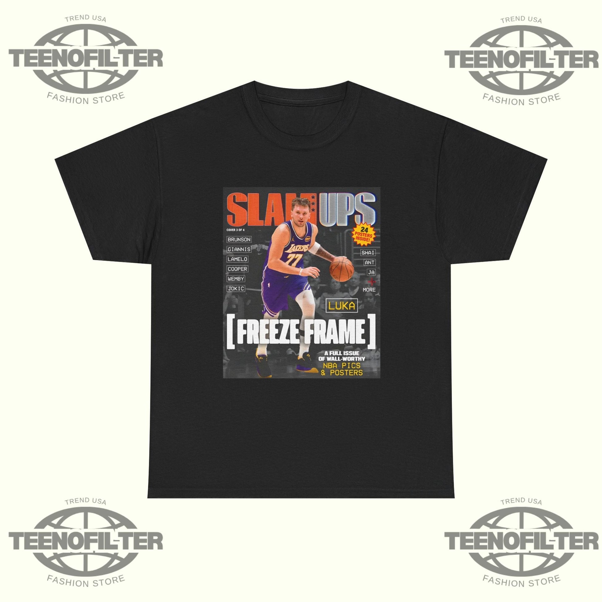 SLAMUPs Luka Dončić Magazine T-Shirt – NBA Streetwear Essential Printify