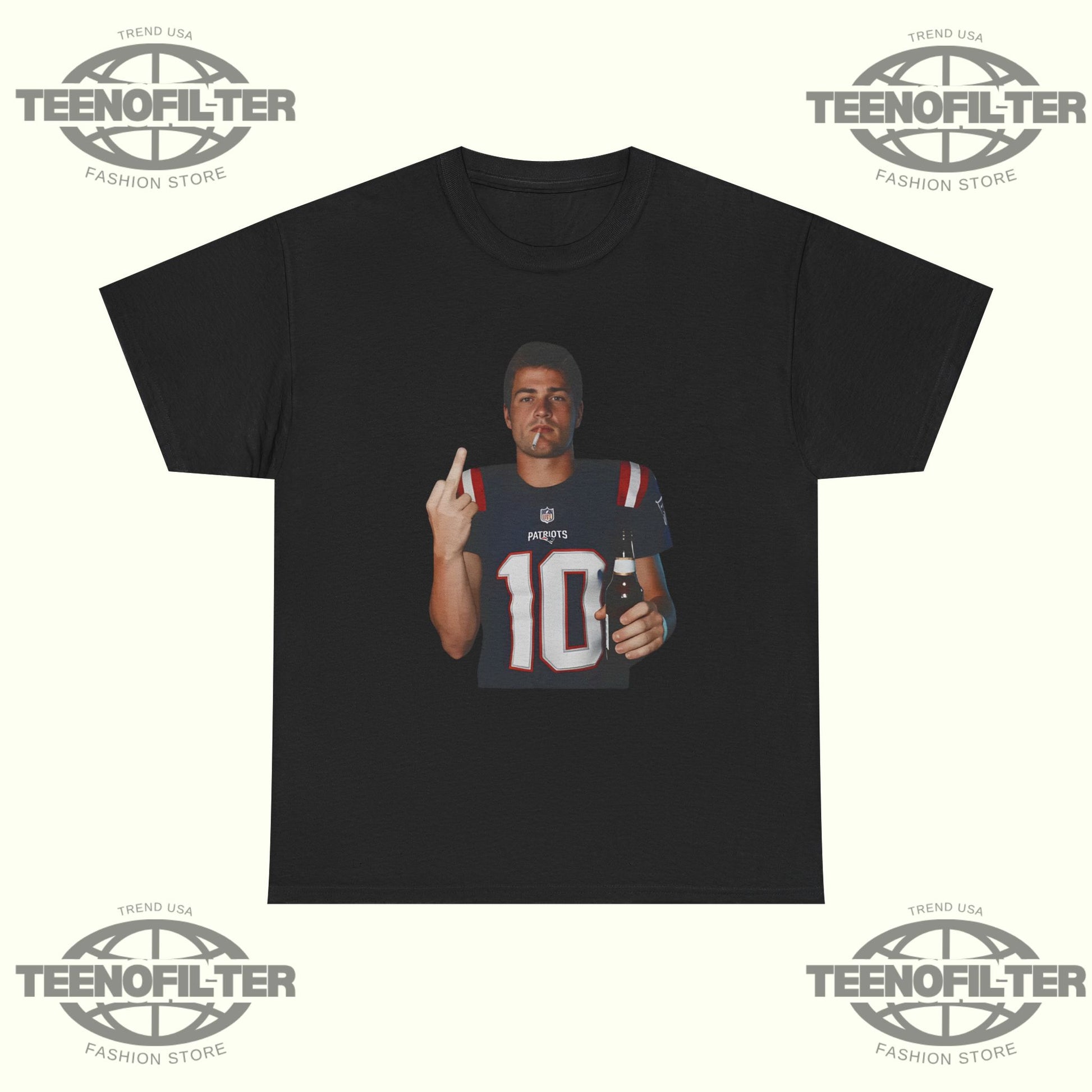 Drake Maye Middle Finger T-Shirt - Tee No Filter