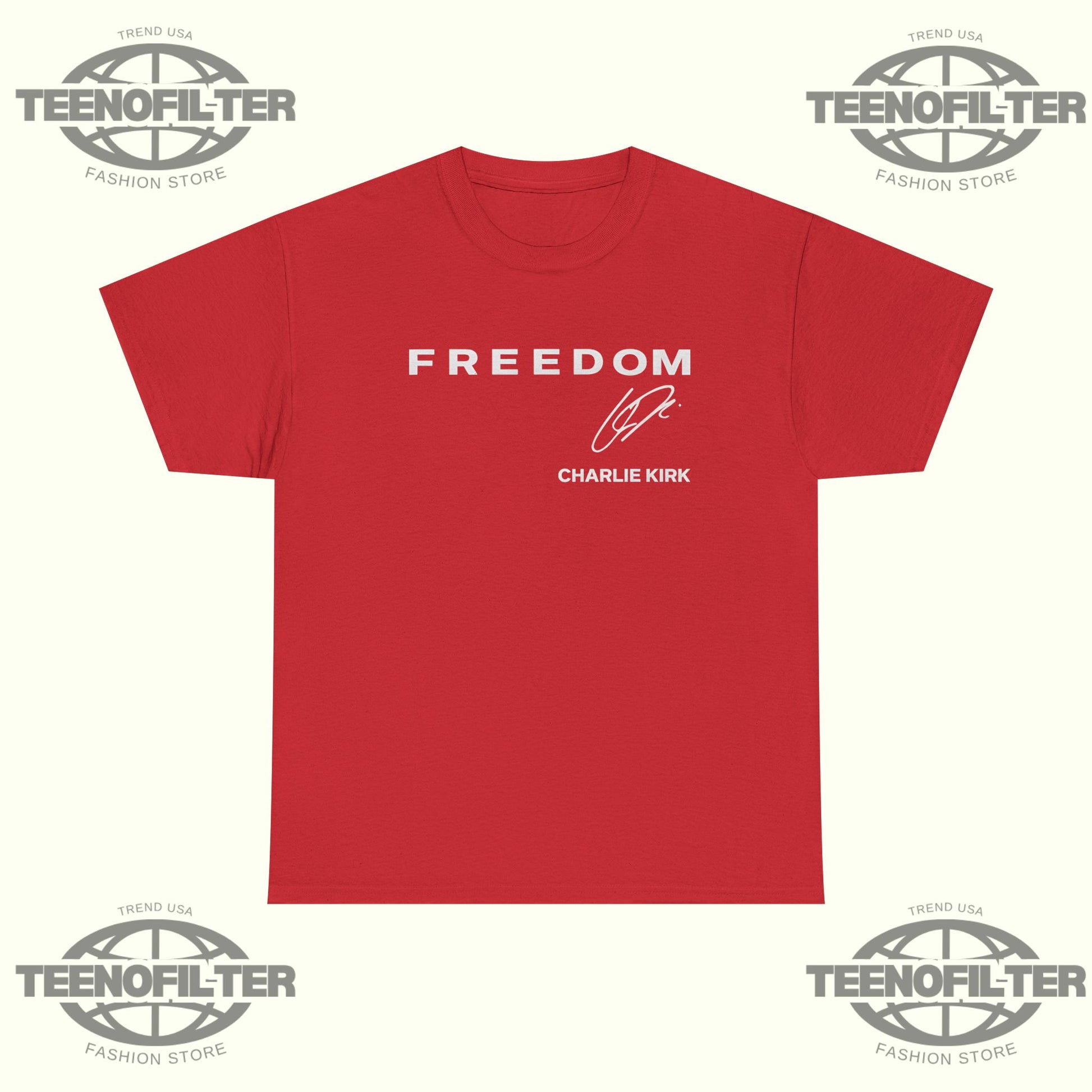 Red Freedom Charlie Kirk Signature T-shirt - Tee No Filter