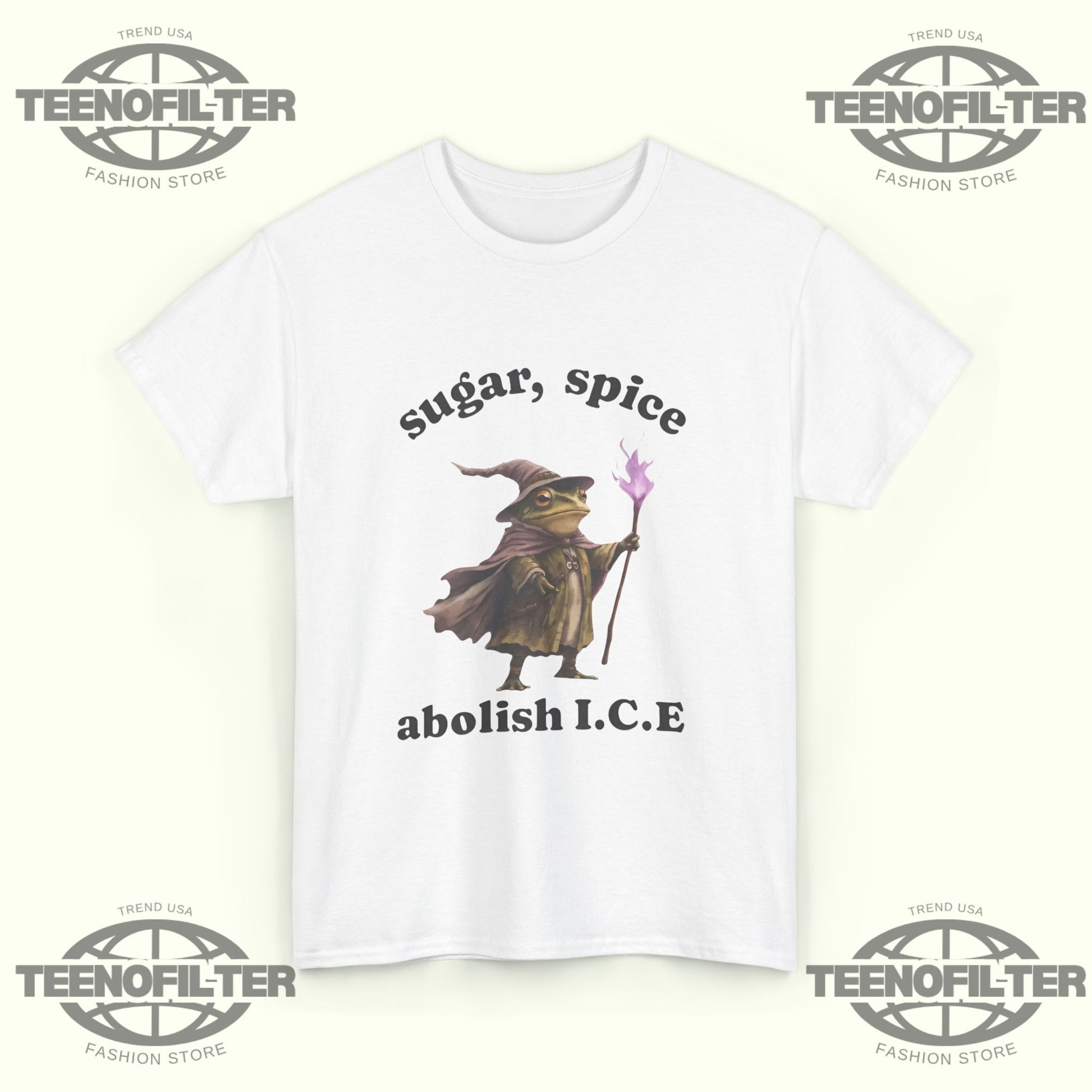 Wizard Frog Sugar & Spice Abolish ICE 2026 T-Shirt — Magical Meme Resistance Streetwear - Tee No Filter