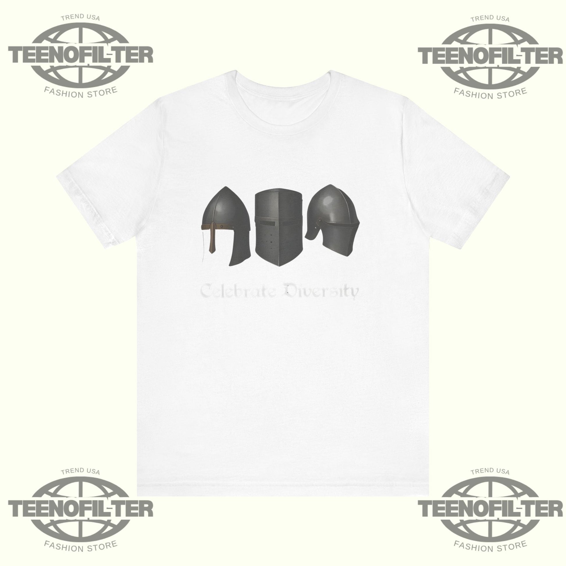 Medieval Helmets Celebrate Diversity T-Shirt Printify