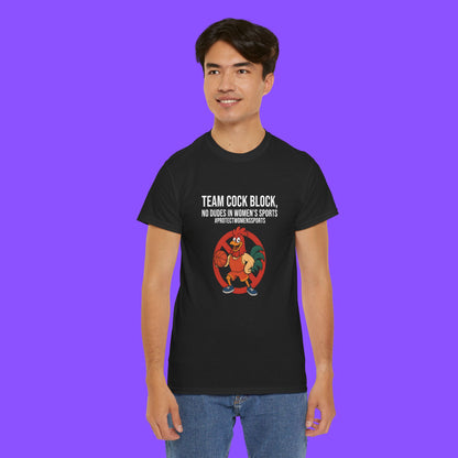 Team Cock Block T-Shirt – Bold Rooster Basketball Block Graphic Protest Tee - Tee No Filter