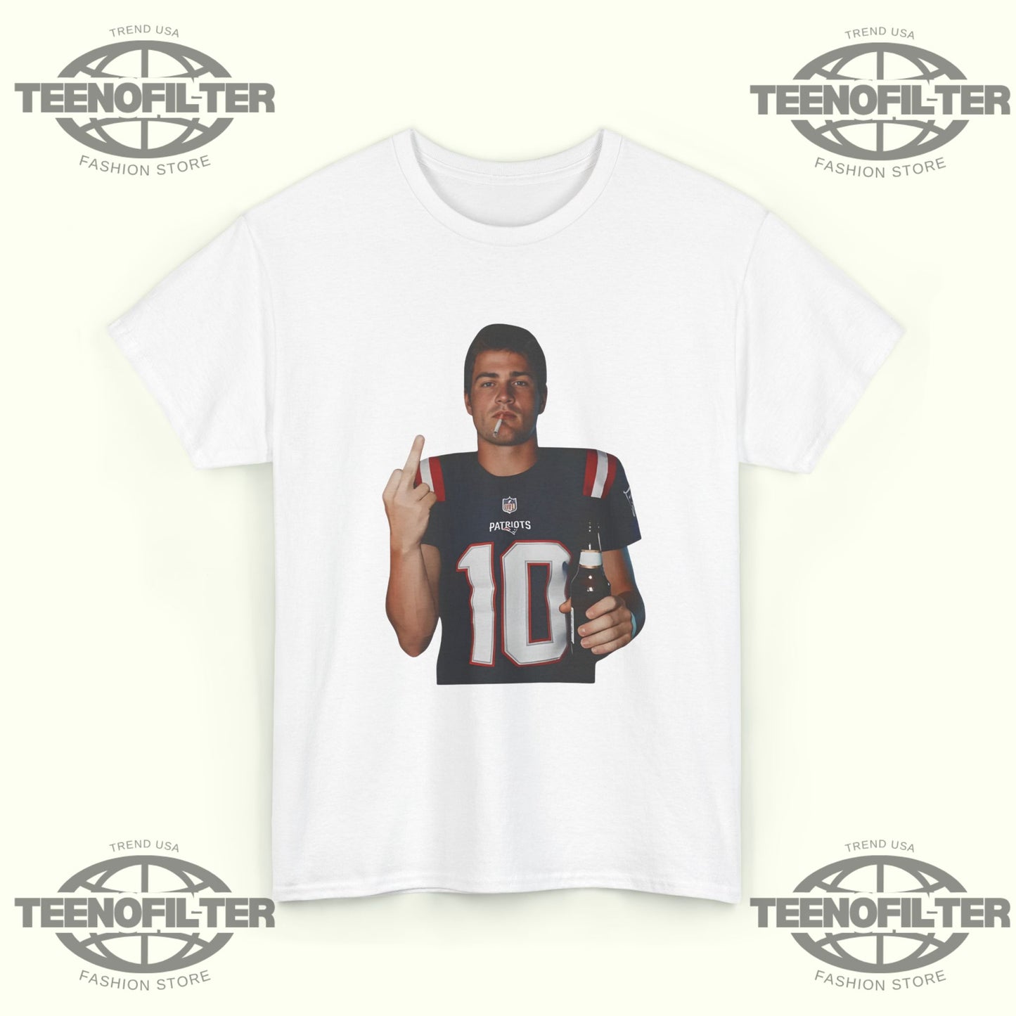 Drake Maye Middle Finger T-Shirt - Tee No Filter