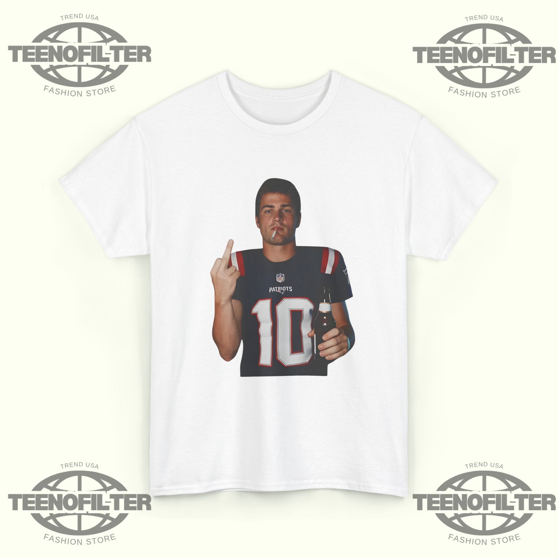 Drake Maye Middle Finger T-Shirt - Tee No Filter