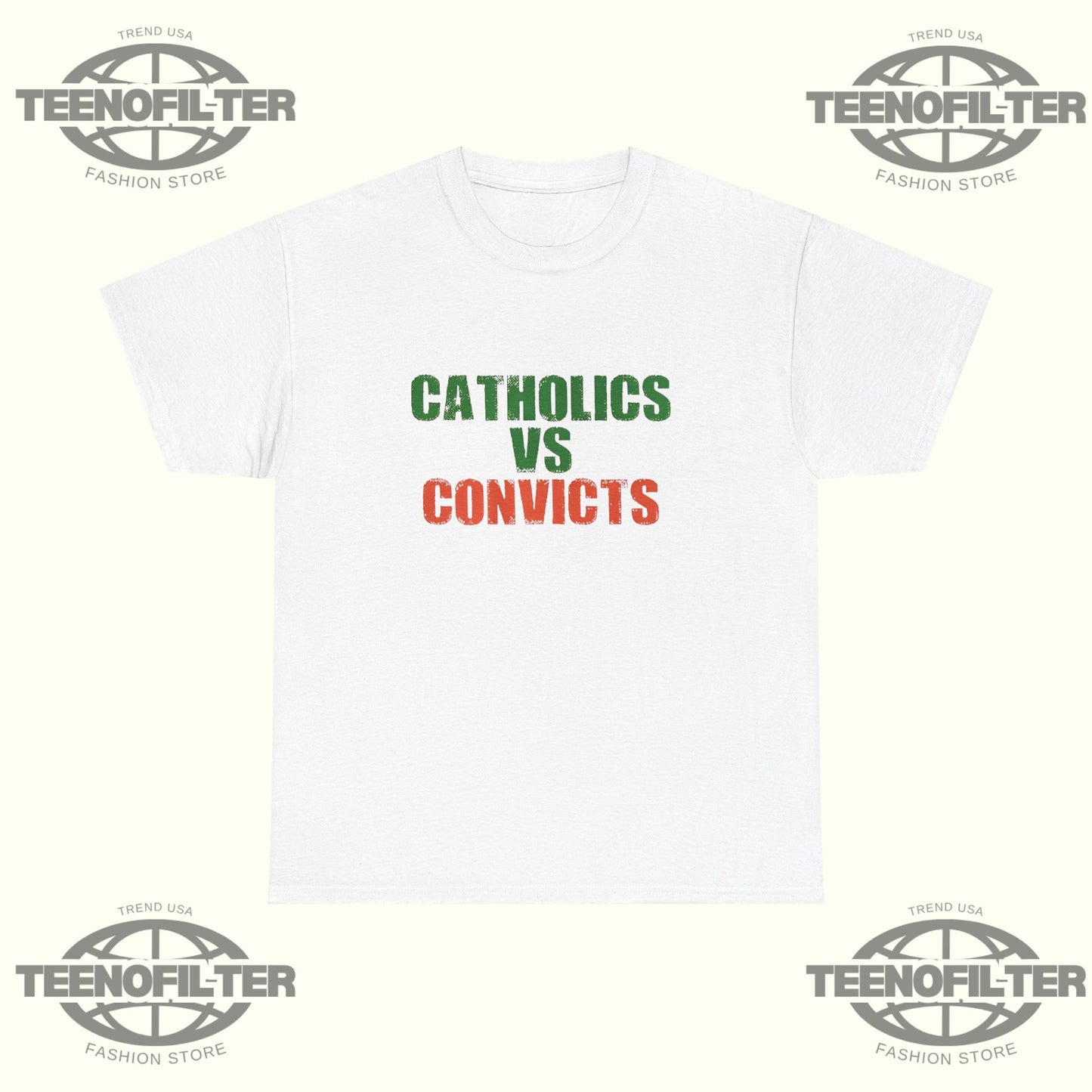 Catholics vs Convicts T-Shirt — Retro Rivalry Faith & Football Tee - Tee No Filter