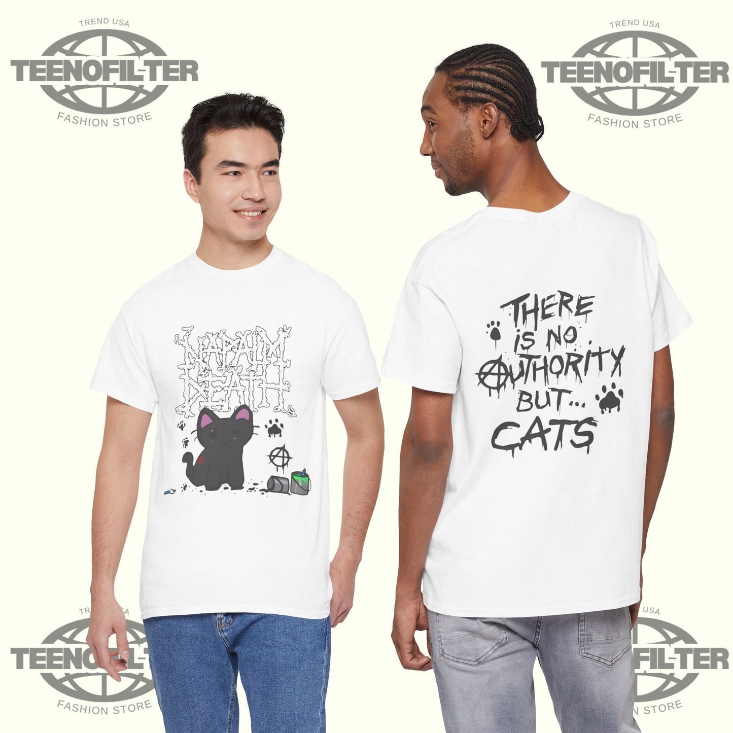 Napalm Death There is No Authority but Cats T-shirt - Tee No Filter