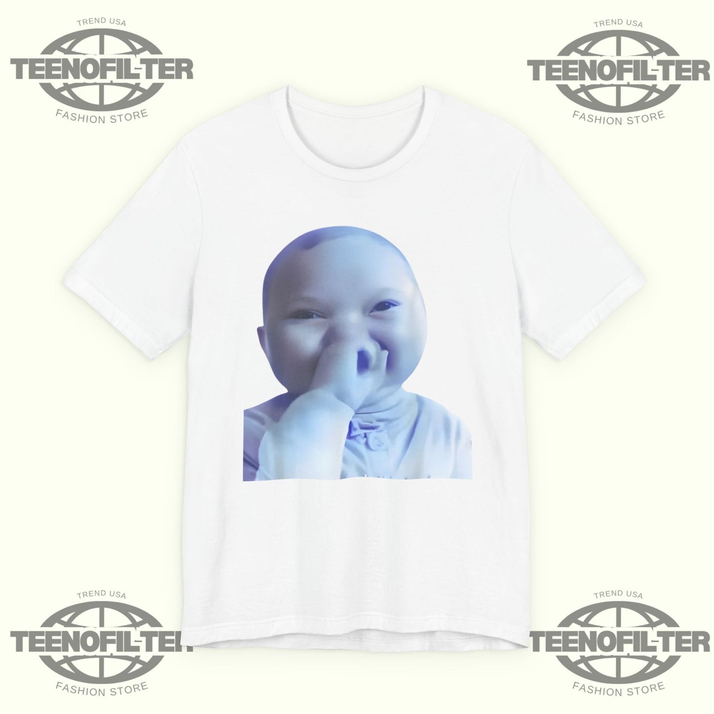 AI Baby Holding Laugh Meme Viral Trend T-Shirt Printify