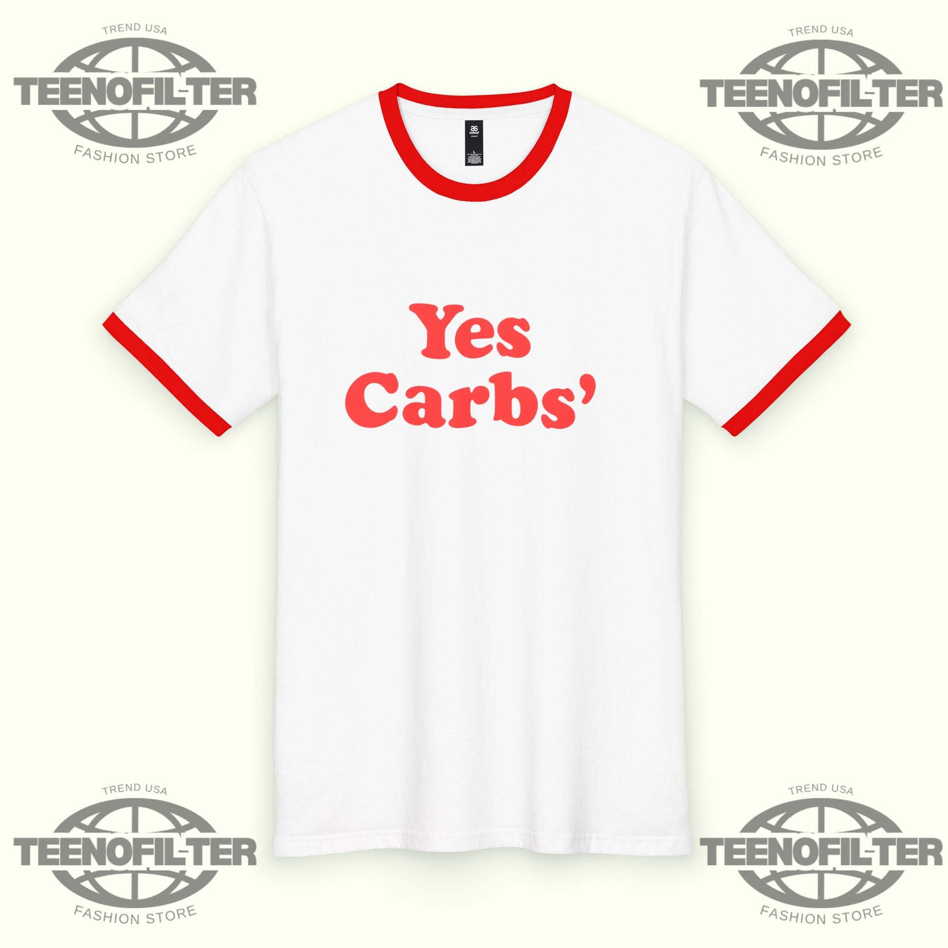 Yes Carbs Ringer T-Shirt – 1970s Athletic Aesthetic Inspired by Harry Styles - Tee No Filter