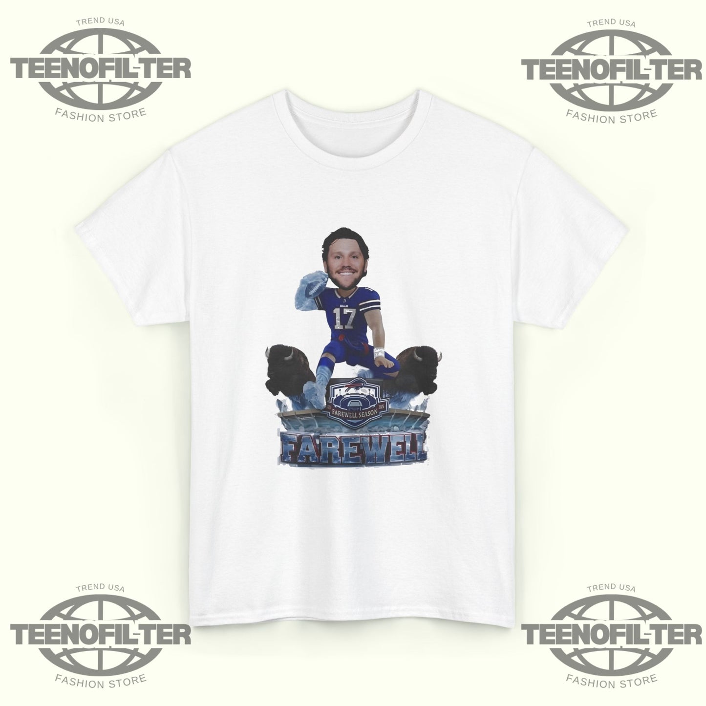 Jack Josh Allen Buffalo Bills Hurdle Over Highmark Stadium Farewell Season caricature T-shirt - Tee No Filter