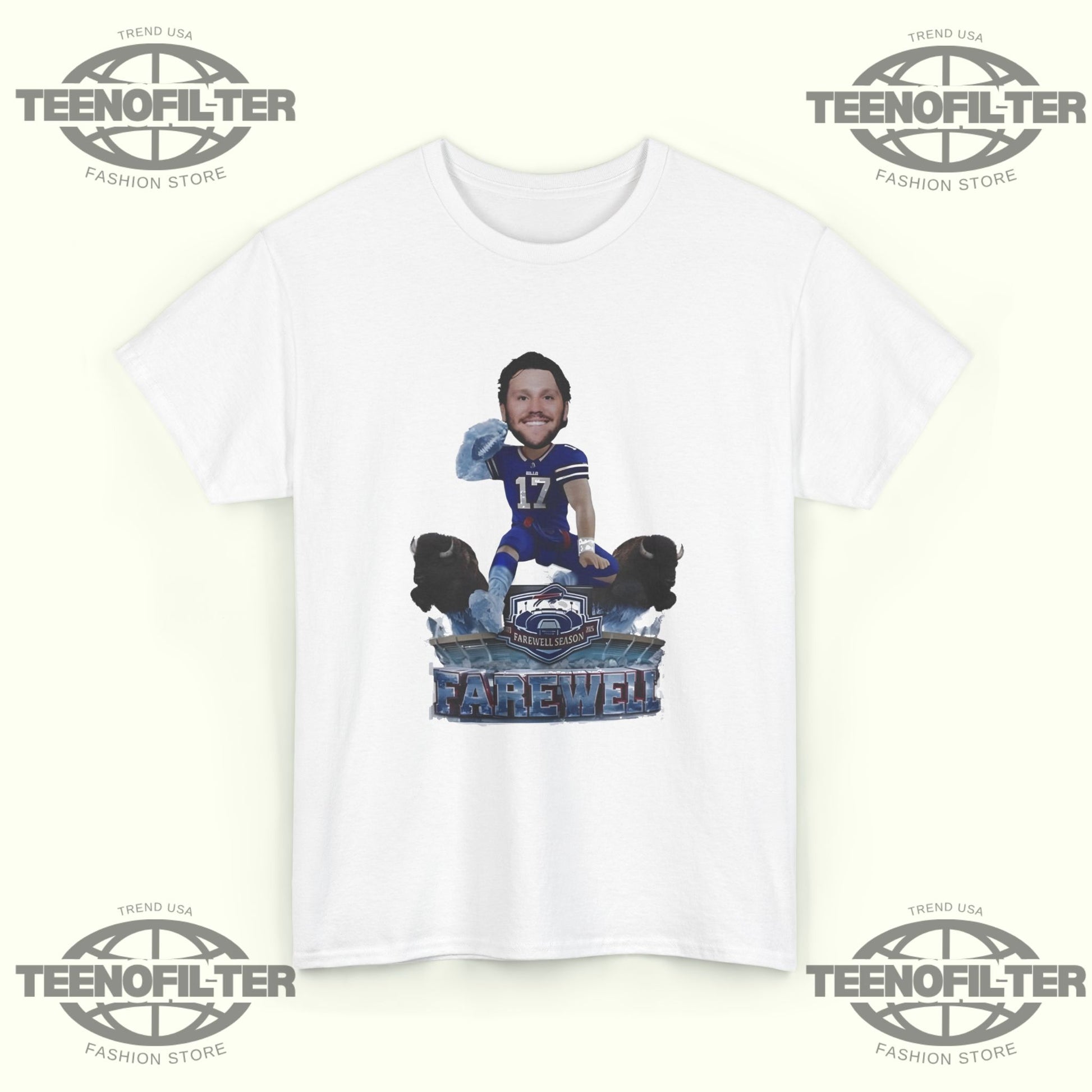 Jack Josh Allen Buffalo Bills Hurdle Over Highmark Stadium Farewell Season caricature T-shirt - Tee No Filter